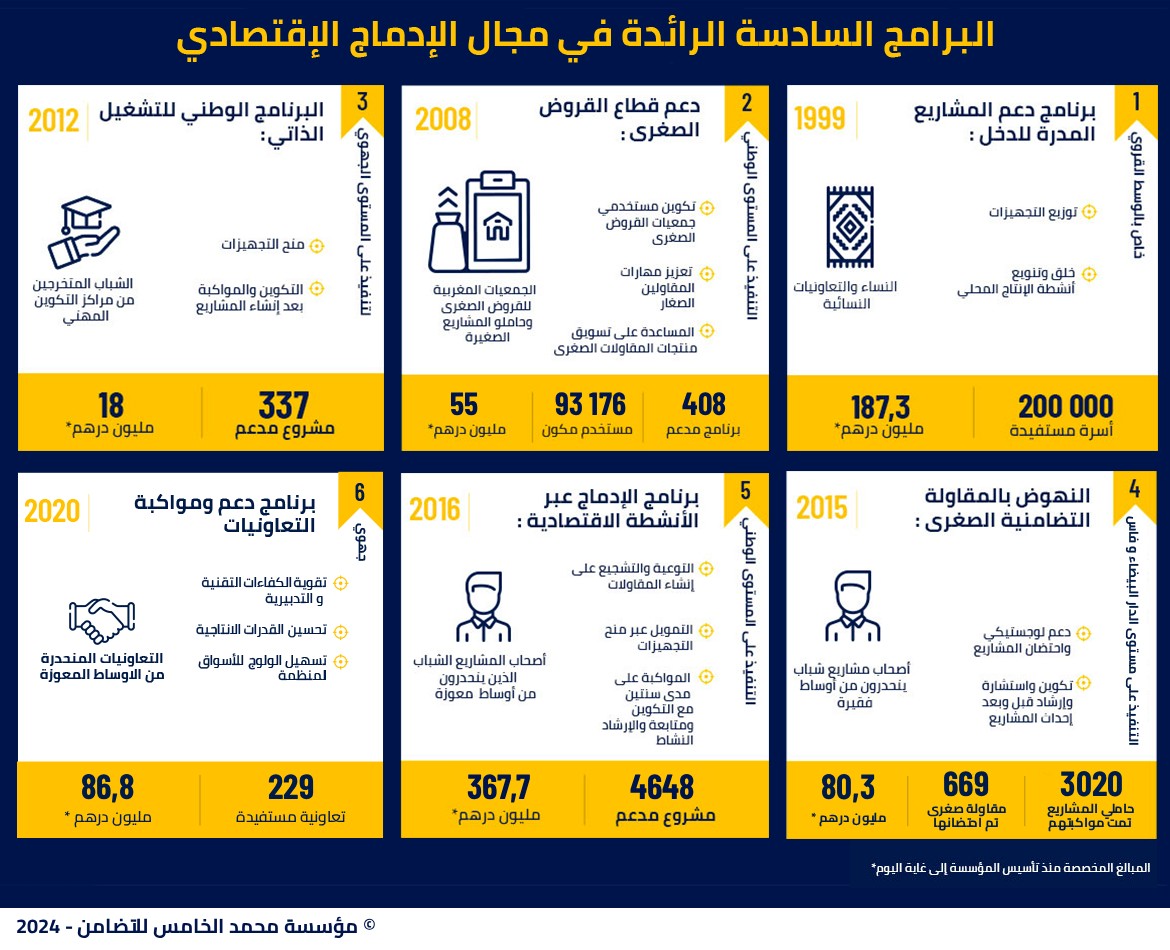 البرامج الستة الرائدة في مجال الادماج الإقتصادي